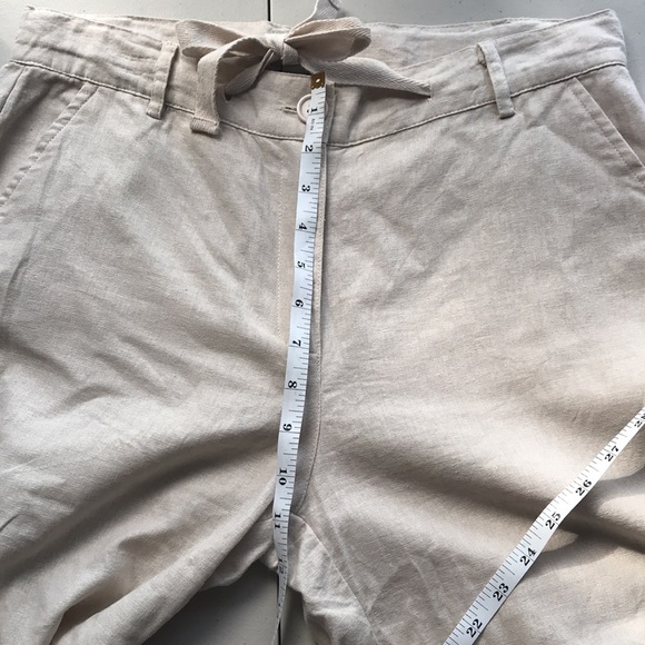 Charlie Paige tan linen blend capris pants size Medium - Picture 7 of 10
